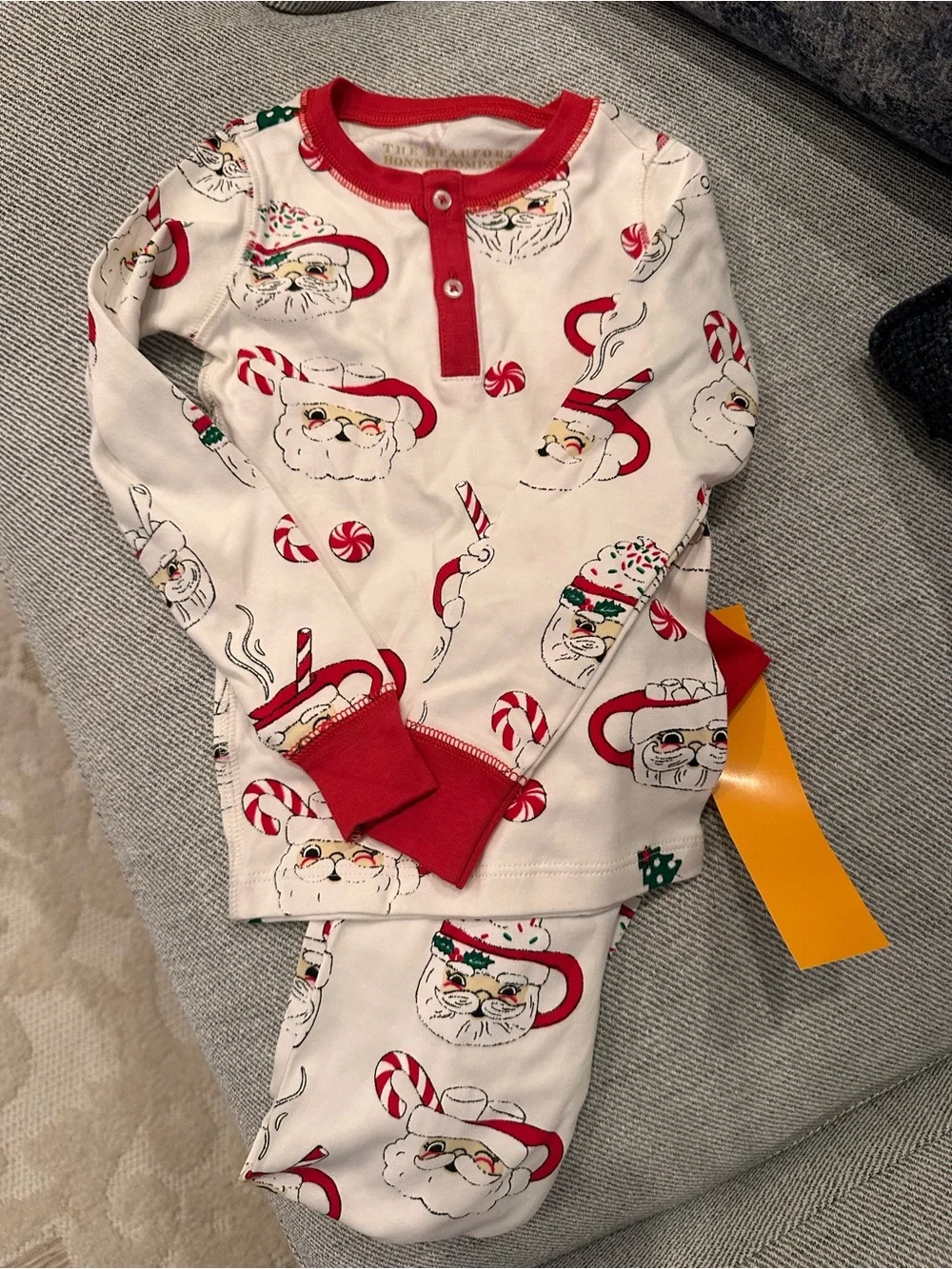 Kids Holiday Santa Print Cotton Pajamas - Red & Green